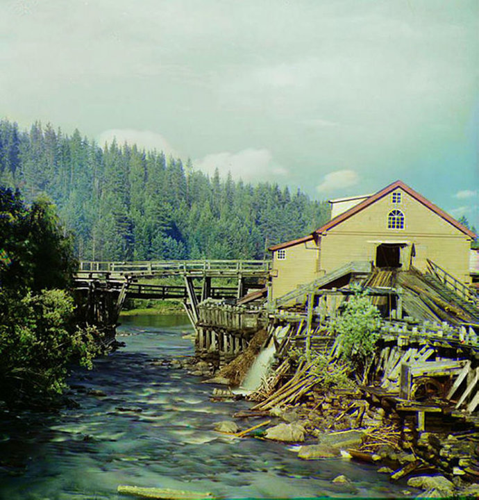 1916 г. лесопилка у Медгоры. Речка Кумса..jpg